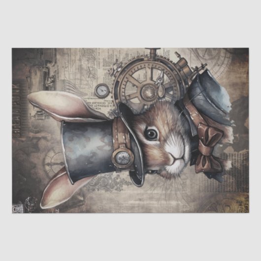 Steampunk Konijn Tissuepapier (Voorkant)