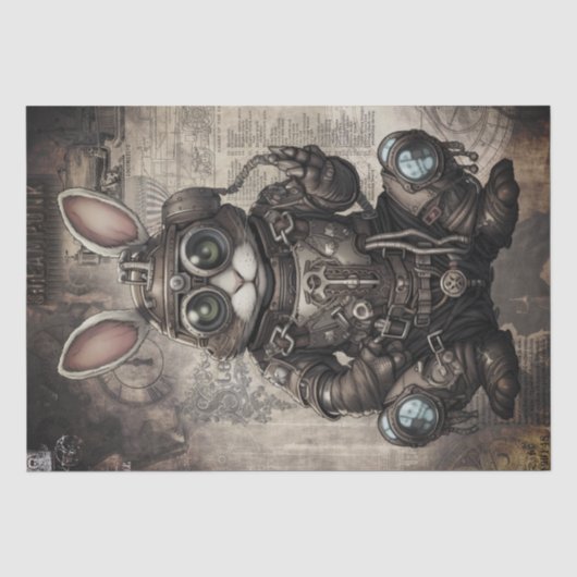 Steampunk Konijn Tissuepapier (Voorkant)