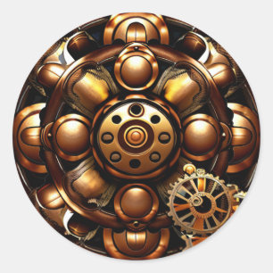 Steampunk Koper Metalen Tandwielen Koper Ronde Sticker