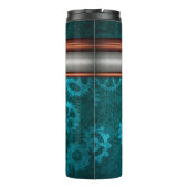 Steampunk, koper op blauwgroen tandwielen, Monogra Thermosbeker (Achterkant)