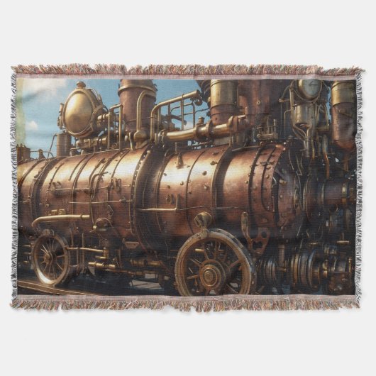 Steampunk koperen stoomtrein deken (Voorkant)