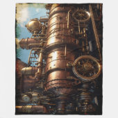Steampunk koperen stoomtrein fleece deken (Voorkant)