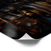 Steampunk koperen stoomtrein perfect poster (Hoek)