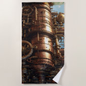 Steampunk koperen stoomtrein strandlaken (Voorkant)