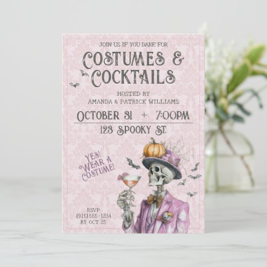 Steampunk kostuum cocktails volwassenen Halloween Kaart (Staand voorkant)