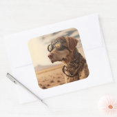 Steampunk Labrador Retriever Dog Vierkante Sticker (Envelop)