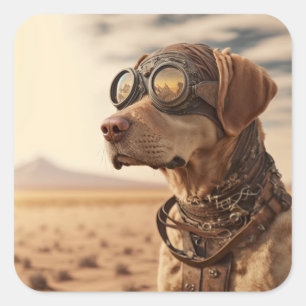 Steampunk Labrador Retriever Dog Vierkante Sticker