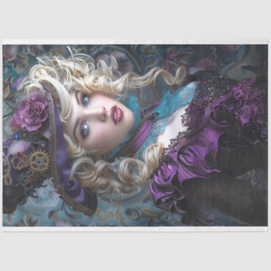 Steampunk Lady Decoupage Tissuepapier (Voorkant)