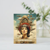 Steampunk Lady Dream Big, Sparkle Meer Briefkaart (Staand voorkant)