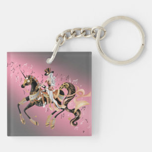 Steampunk Lady en mechanische paarden Sleutelhanger