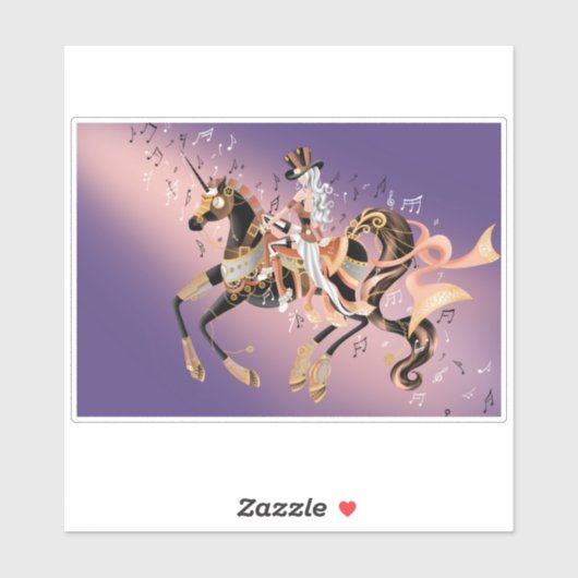 Steampunk Lady en mechanische paarden Sticker (Vel)