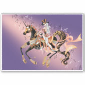 Steampunk Lady en mechanische paarden Sticker (Voorkant)