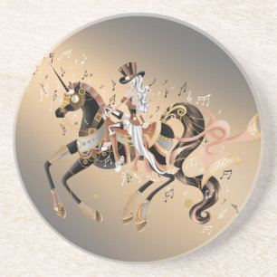 Steampunk Lady en mechanische paarden Zandsteen Onderzetter