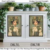 Steampunk Lady in Pet, Ivy & Birds DK3R Decoupage Tissuepapier