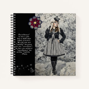Steampunk Lady Plato Quote Black Journal Notitieboek