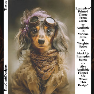 Steampunk Langharige Dachshund Hond EP8L Decoupage Tissuepapier