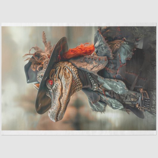 Steampunk Lederen Dragen Alligator Decoupage Tissuepapier (Voorkant)