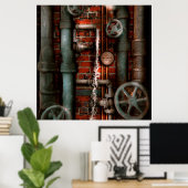 Steampunk - Leidingen en afsluiters Poster (Thuiskantoor)
