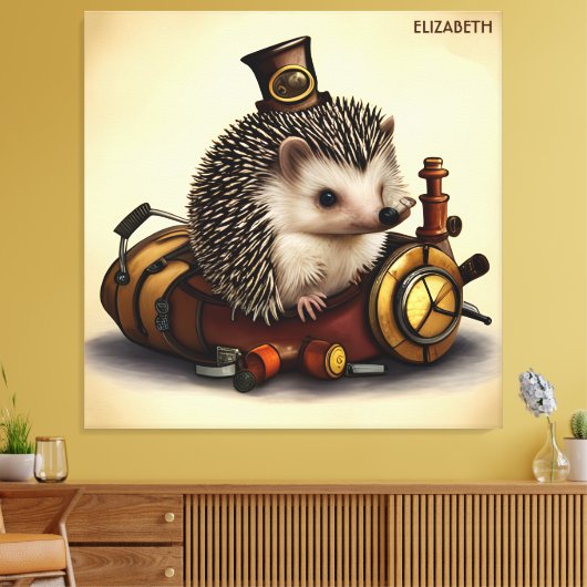 Steampunk Leuke Hedgehog Rusty Fantasy Canvas Afdruk (Insitu (Woonkamer))