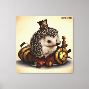 Steampunk Leuke Hedgehog Rusty Fantasy  Canvas Afdruk