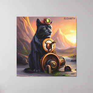 Steampunk Leuke Panter Rusty Fantasy Canvas Afdruk