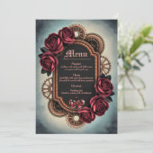 Steampunk Lijst met Red Roses en Gears Menu (Staand voorkant)