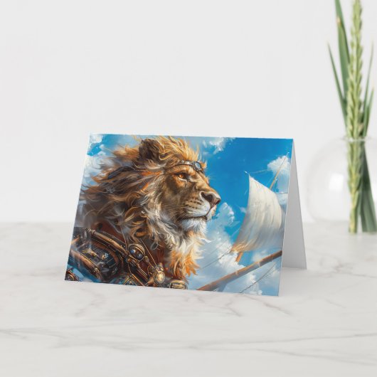Steampunk Lion Bedankkaart (Voorkant)