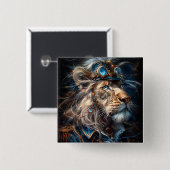 Steampunk Lion Vierkante Button 5,1 Cm (Voorkant /achterkant)