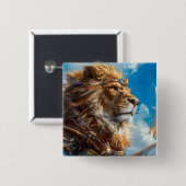 Steampunk Lion Vierkante Button 5,1 Cm (Voorkant /achterkant)