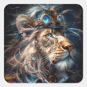 Steampunk Lion Vierkante Sticker