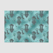 Steampunk Lock en Key Blauwgroen |  ontkoppeling Tissuepapier (Voorkant)