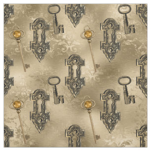 Steampunk Lock en Key Gold    ontkoppeling Stof