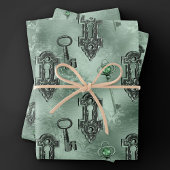 Steampunk Lock en Key Green | ontkoppeling Inpakpapier Vel