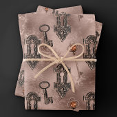 Steampunk Lock en Key Roos Gold | Chique decoupage Inpakpapier Vel
