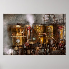 Steampunk - Loodgietersbuizen - Destilleertoestell Poster