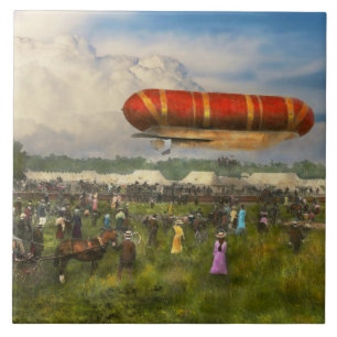 Steampunk - Luchtballon - Lancering Nulli Secundus Tegeltje