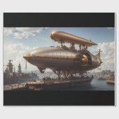 Steampunk Luchtschip bij Landing Cadeaupapier (Vlak)