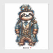 Steampunk luiaard Transparante Sticker (Vel)