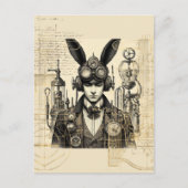 Steampunk Man met Bunny Ears Briefkaart (Voorkant)