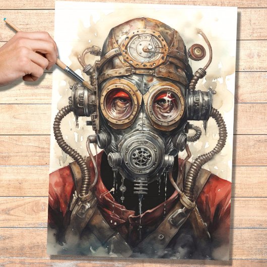 Steampunk Man met Mask 1 Decoupage Papier