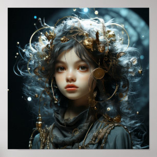 Steampunk Man met Pest Doctor Mask  Post Poster