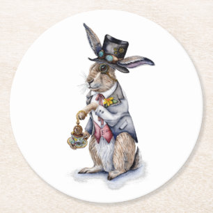 Steampunk March Hare Ronde Kartonnen Onderzetter