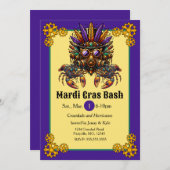 Steampunk Mardi Gras Kaart (Voorkant / Achterkant)