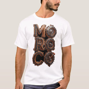 Steampunk Maroc Typographie Industrielle T-Shirt