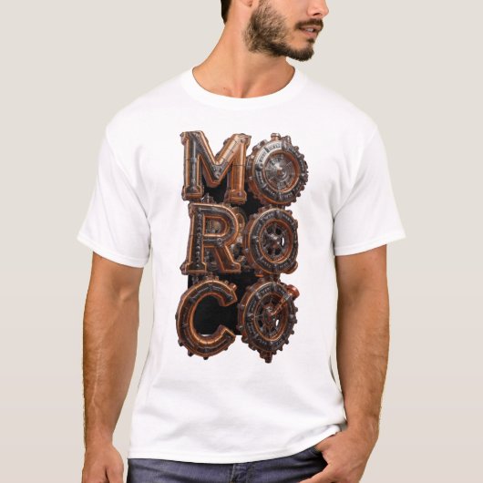 Steampunk Maroc Typographie Industrielle T-Shirt (Devant)