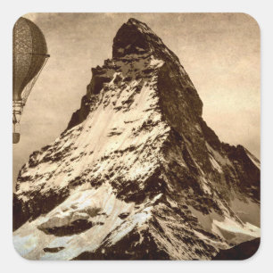 Steampunk Matterhorn Scene Vierkante Sticker