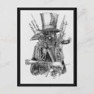 Steampunk Mecha Crow Briefkaart