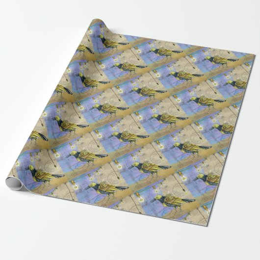 Steampunk Mechanical Bird Engineering Vaderdag Cadeaupapier (Uitgerold)