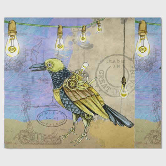 Steampunk Mechanical Bird Engineering Vaderdag Cadeaupapier (Vlak)