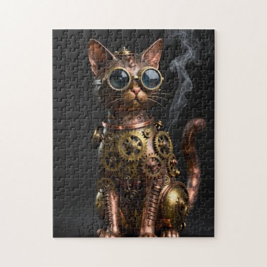 Steampunk Mechanical Cat Portrait Jigsaw Puzzle (Vertical)